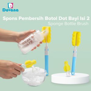 Dovana Pembersih Botol Susu Dot Bayi Isi 2 Set Kecil Besar Sikat Tongkat Panjang Gelas Serbaguna Spons Sponge Multifunction Bottle Brush Cleaner