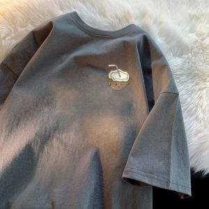 [ Summer New ][ Summer New ] Summer Mens Short Sleeve t 100% Cotton T-Shirt T Round Neck Craft Embossed Casual Trendy Short Sleeve t T-shirt Loose Top [ Ultra-Thin Sweat-Permeable ][ Ultra-Thin Sweat-Permeable ]