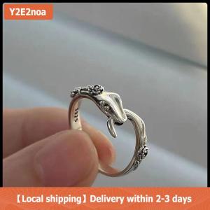 【Local shipping】 Vintage Handmade Snake Rings Women Fashion Simple Rose Flower Snake Finger Open Ring For Party Birthday Jewelry Gift
