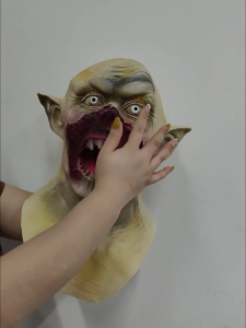 Scary Vampires Mask with Bloody Wide Mouth Realistic Horror Latex Headgear for Halloween Costume Parties Accessory