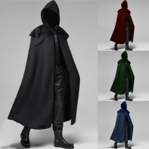 IPIE2 Coat Halloween Hooded Cloak Jackets Retro Gothic Long Robes Party Accessories Not Wrinkle Knight Pirate Prince Cloak Adult Kids