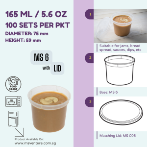 {MSV-WS} Leak Free Plastic Takeaway Sauce Cups (165ml-270ml) for Jam Premix & Appetizers Anti Leak MS 6 MS 8 SL8 T5 T9
