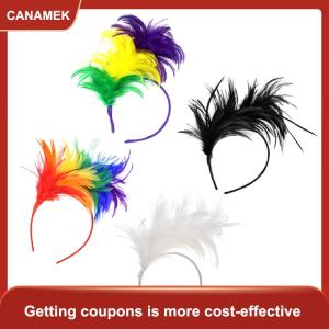 【CANAMEK】 Đầy Màu sắc Mardi Gras lông Headband flapper headpiece dành cho người lớn bên trang phục phụ kiện tóc
