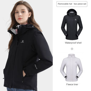 Cameljeans Outdoor Jacket 3-in-1 Rainproof Windproof Climbing Clothing for Women(2 pieces)