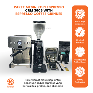 Paket Mesin Kopi Espresso Gustino GS 675 Gemilai CRM3605 Alat Seduh Pembuat Espreso 3605 With Coffee Grinder N500 019 / Latina X50 OD / N500 LD 020 / KS 500N / N520