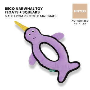 BECO Dog Toy Narwhal - Floats Squeaks Eco Friendly