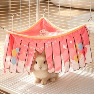 T6JOB1 Soft Comfortable Double Layer Tassel Nest Waterproof Triangle Shape Pet Hammock Practical Breathable Hamster Corner Nest Small Pets