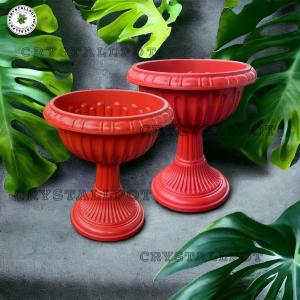 POT BUNGA TANAMAN PIALA JUARA TINGGI 38 CM BATA - PIALA SHALLOM TINGGI MERAH BATA