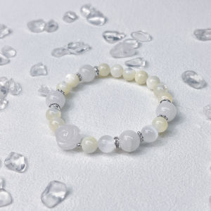 【OwniCrystos】White Moonstone Selenite Natural crystal gemstone bracelet for woman women