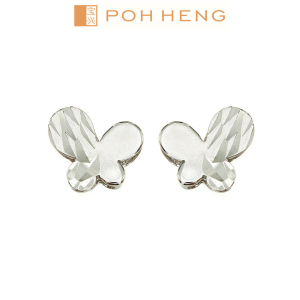 Poh Heng Jewellery 18K Butterfly Earrings in white Gold[Online Exclusive]