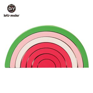 Lets Make Wooden Stacking Blocks Rainbow Color Tunnel Building Game Early Development Gift for Kids