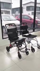 Ready Stock 9.5kg Lightweight Foldable Travel Wheelchair 16 Inch Waterproof Seat Kerusi Roda Ringan OKU