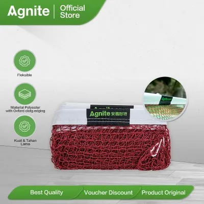 Agnite Badminton Nets / Net Badminton / Jaring Net Bahan Polyester Warna Merah Murah F1314