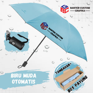 Custom Sablon Printing Payung Lipat Otomatis Premium Souvenir Desain Anti Sinar UV Free Print