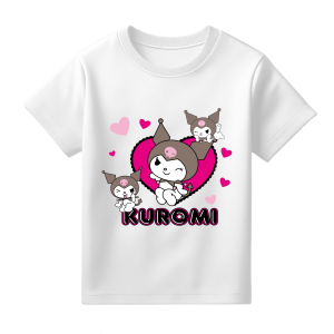 Baju Kaos Atasan Distro Anak Perempuan Karakter Cewe Motif Kuromi Happy Lucu 1 - 10 Tahun - DTF2