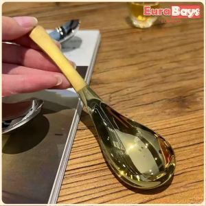 E.B.【Ready in Stock】 Stainless Steel Spoon Dessert Spoon Silver Gold Color Spoon
