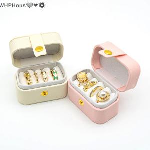 WP💓💛💖 PU Leather Girl Portable Mini Jewelry Earrings Stud Earrings Jewelry Box Organizer