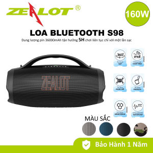 Loa Bluetooth di động ZEALOT S98 Công Suất RMS 160W Loa không dây Chống nước IPX6 Bluetooth 5.3 Loa tiệc âm trầm sâu cực lớn Pin dự phòng 36000mah/EQ/USB/Thẻ TF/AUX Dùng cho gia đình ngoài trời du lịch BẢO HÀNH 12 THÁNG