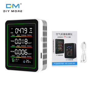 กราฟฟิตีแบบ Diymore WIFI 5-In-1จอตรวจดูฟอร์มาลดีไฮด์ตัวตรวจจับคาร์บอนไดออกไซด์ TVOC ความชื้นและอุณหภูมิหน้าจอที่มีคุณภาพอากาศ