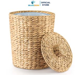 Sọt rác lục bình BLUEZON có lót thùng nhựa ở trong sọt để đồ đa năng đồ để văn phòng tiện dụng