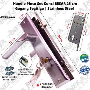 Handle set kunci BESAR panjang 25 cm / Gagang set kunci pintu rumah kamar kantor