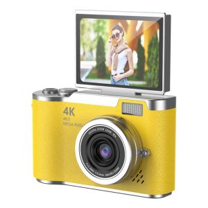 SWEOLQ Flip Screen HD Digital Camera High-Definition 4K 48MP Video Camcorder CCD Portable with Hanging Straps Kids Photography Toy Beginners