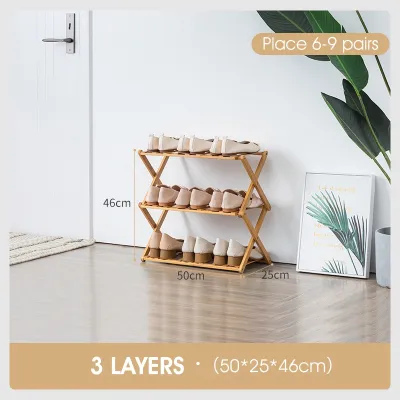 HXR Foldable Multi Layer Doorway Bamboo Shoe Rack Wooden Shoes Storage Stand Organizer Shelf Mini Shoes Rack 鞋架 BTO HDB