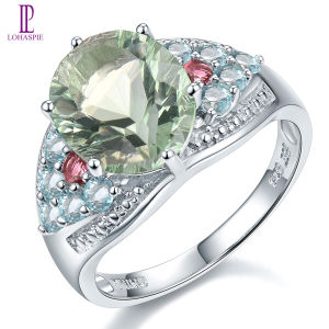Genuine Solid 925 Sterling Silver Ring Natural Green Fluorite Gemstone Women Top Quality Style Jewelry Gift Thanksgiving