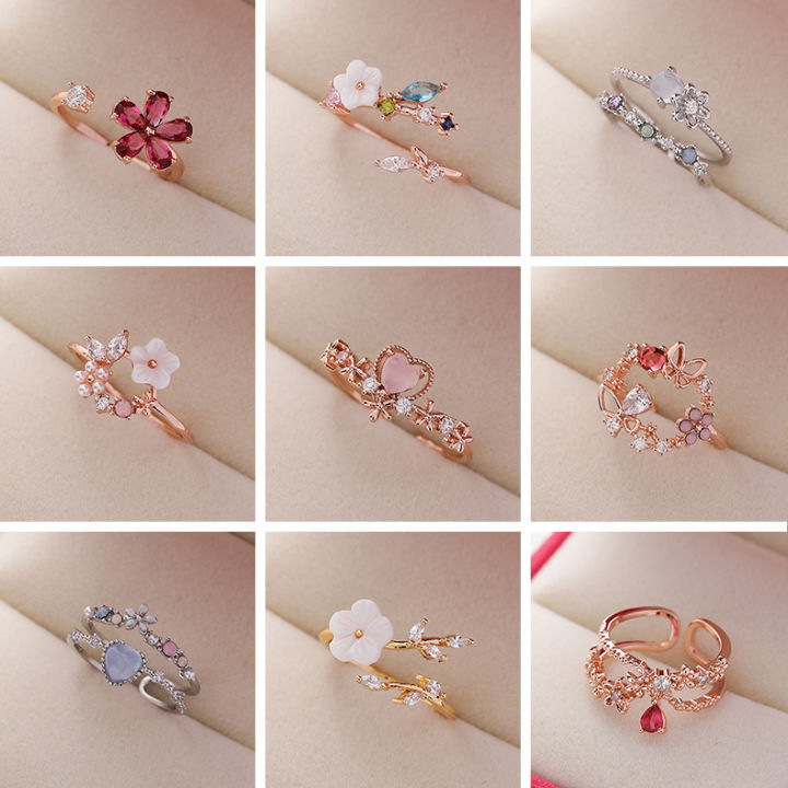 🌿Nhẫn Đeo Tay Đính Đá Zircon Họa Tiết Thời Trang | Lazada.vn