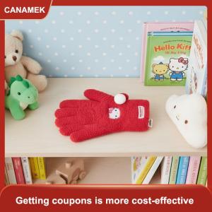 【CANAMEK 】 1 Pair Plush Screen Touch Warm Gloves Kawaii My Melody KT Cat Cold-Proof Winter Finger Gloves Children Toddler Christmas Gifts