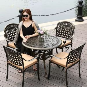 Bộ bàn ghế ban công ngoài trời Nhôm đúc đẹp Bàn ghế sân vườn ngoài trời Bàn ghế ngoài trời - VN26