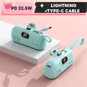 [SG] 22.5W Fast Charging Power Bank 5000mAh Mini Powerbank Portable Charger With Cable