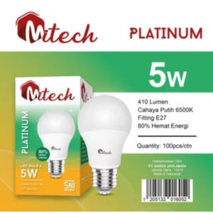 4 PCS Lampu LED Mitech Platinum 21W 18W 15W 12W 9W 7W 5W Bohlam Lampu Led Garansi 1 Tahun Murah Berkualitas SNI