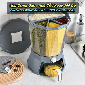 Hộp Đựng Gạo CINZA DIAMOND Cereal Box BPA Free Cao Cấp Xoay 360 Độ - BestMartVN