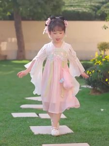 ชุดฮั่นฟูเด็กผู้หญิงรุ่นใหม่ 23 ชุดเดรสเด็กแบบบาง Hanfu สำหรับฤดูร้อนกระโปรงปักลายนางฟ้าสุดสไตล์จีนโบราณ