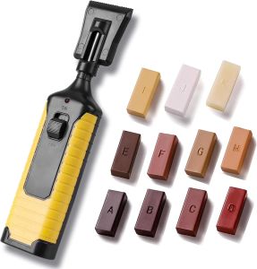 Laminate Floor Vinyl Repair Kit -11 Colors Hardwood Floor Wax with Heat Pen DIY Manual Floor Furniture Repair Kit Cover Scratchs Cracks Stains for Wooden Door Floor Table Cabinet