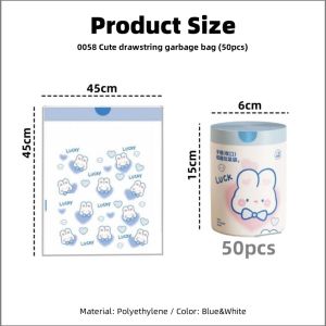 【Woody】Cartoon Rabbit Large Plastic Garbage Bag Drawstring Garbage Bag