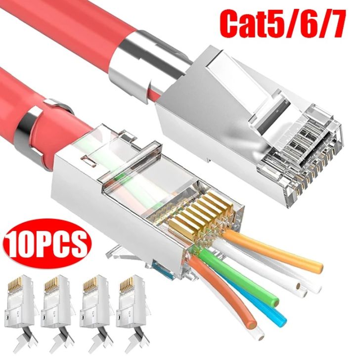 10 cái RJ45 Cat7 Cat6 Cat5 vượt qua thông qua kết nối cáp mạng phích ...