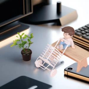 QUANSEN 1Pcs Dollhouse Accessories Ins Cute Simulation Hand Pulled Cart Shopping Cart Toy Creative Kawaii Desktop Decoration Gift