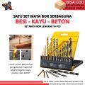 Mata Bor Kombinasi 16Pcs Multi-Purpose Drill Bit Set Mata Bor Kayu/Besi/Tembok/Beton/HSS Mata Bor Spiral Twist Drill Lapisan. 