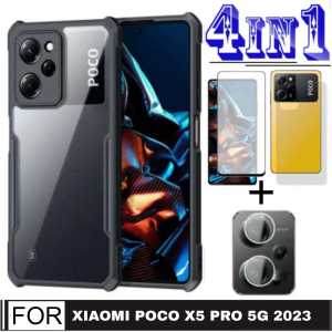 PROMO PAKET 4 INC 1 CASE XIAOMI POCO X5 PRO 5G 2023 / POCO M4 PRO 5G 2022 Ultra Slim Shockproof Transparent Premium Softcase Anti Fall