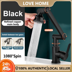 Stainless Steel Universal 1080° Rotary Faucet Hot And Cold Water Faucet Double Outlet Mode Suitable For Bathroom Kitchen Sink