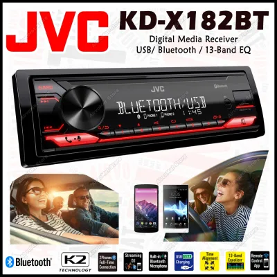 FEED VOTING ✨ JVC KD-X182BT Car Digital Media Receiver featuring With Bluetooth USB 13 Band EQ Single Din Player 2 Phine Connected Kereta Lagu Original Ship From Malaysia