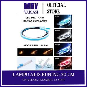 (Harga 2 pcs-1 pasang) Lampu alis slim flexyble 2 warna sen running kuning dan senja biru-merah-putih-ice blue bisa buat motor dan mobil ukuran panjang 30 cm anti air waterprof