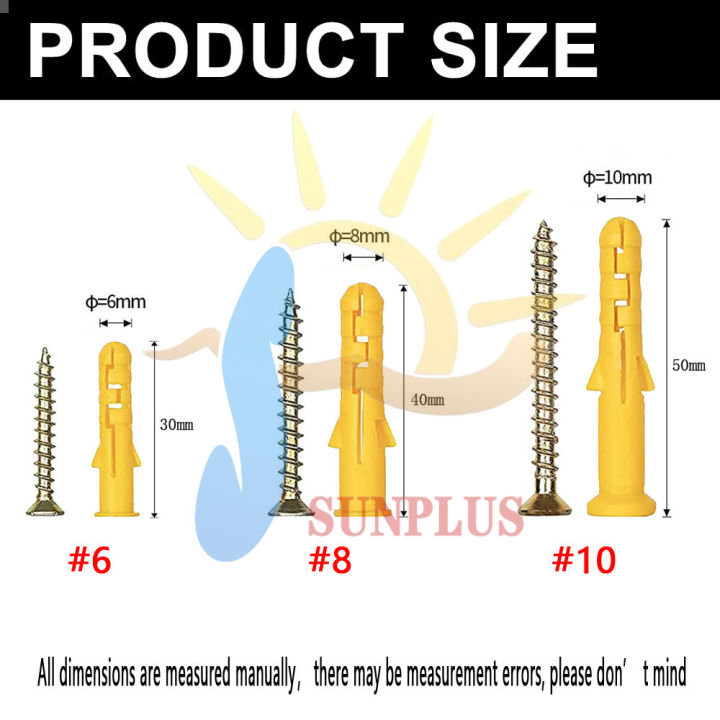 Tox With Screw,6mm,8mm,10mm,Tox Wall Plug With Stopper,Expand Nails WIth Screw Lazada PH