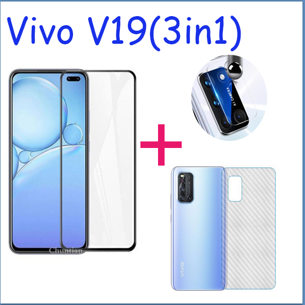 (3 in 1) For Vivo V19 tempered glass protective film camera lens