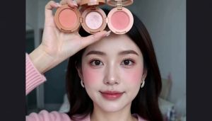 Palet Pemerah Pipi 3 Dalam 1 Blush Highlighter Eyeshadow Shimmer Berkilat Kalis Air Long Lasting Makeup