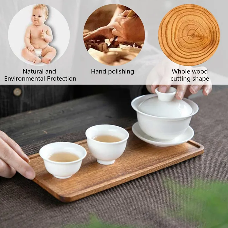 Small Wooden Tray for Display Elegant Walnut Wood Serving Platter for  Tea, Coffee, Snacks, Sushi, and Appetizers