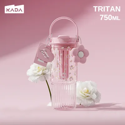 KADA Tumbler Water Bottle Plastic (24OZ) with Straw and Handle Wide Mouth Cap Lid Tumbler