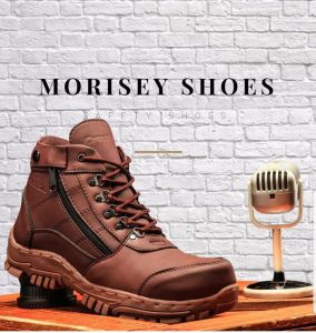 Sepatu Safety Boots Pria Crocodile Morisey Sandiaga Ujung Besi - Side-Facing Dress, Tampilan Menarik, Anti Karat (Eksport)